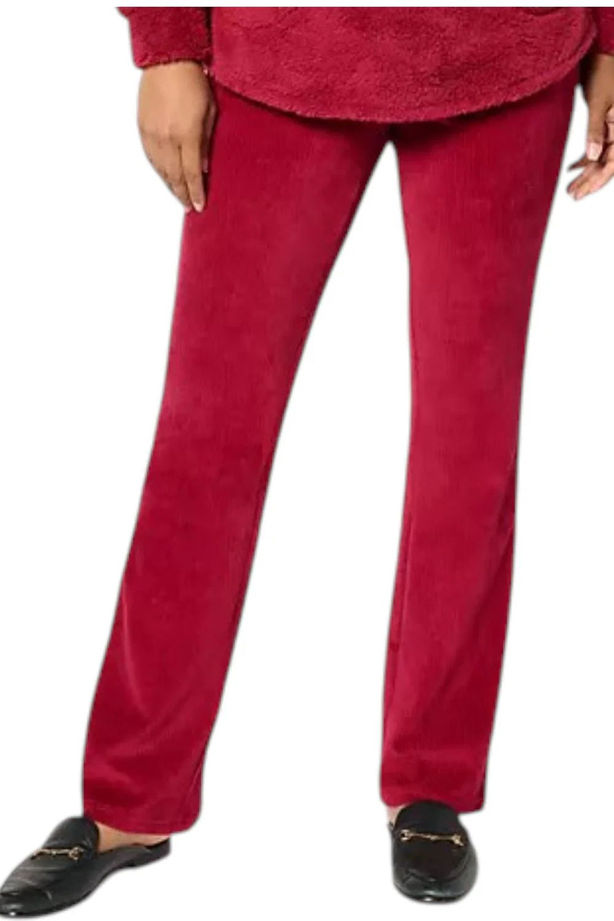 Quacker Factory Women's Corduroy Baby Boot Pants Brick - Regular